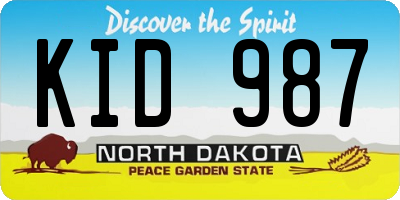 ND license plate KID987