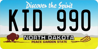 ND license plate KID990