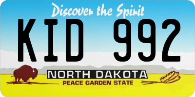 ND license plate KID992