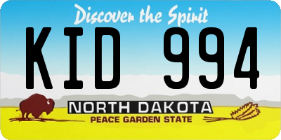 ND license plate KID994
