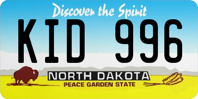 ND license plate KID996