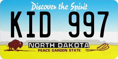 ND license plate KID997