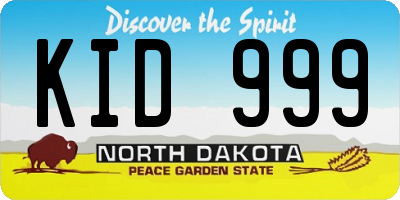 ND license plate KID999