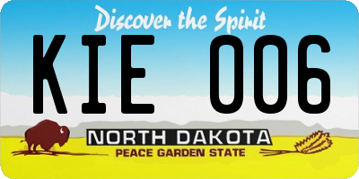 ND license plate KIE006