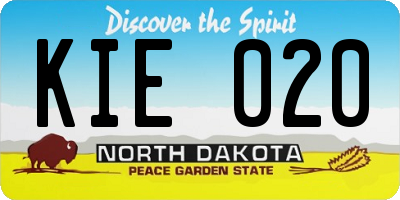 ND license plate KIE020