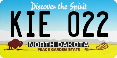 ND license plate KIE022