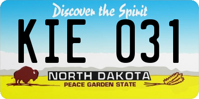 ND license plate KIE031