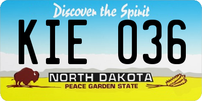 ND license plate KIE036