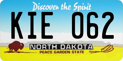 ND license plate KIE062