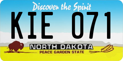 ND license plate KIE071