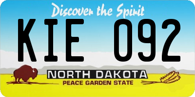 ND license plate KIE092