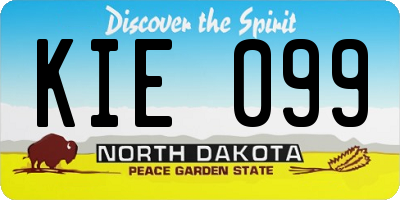 ND license plate KIE099