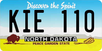 ND license plate KIE110