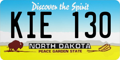 ND license plate KIE130