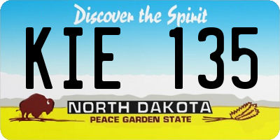 ND license plate KIE135