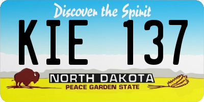 ND license plate KIE137