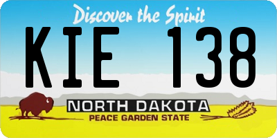ND license plate KIE138