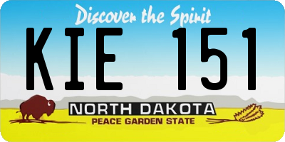 ND license plate KIE151