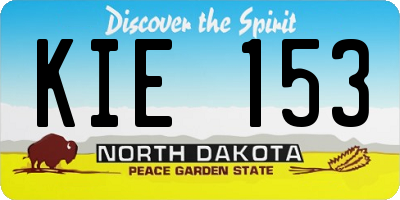 ND license plate KIE153