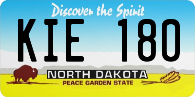 ND license plate KIE180
