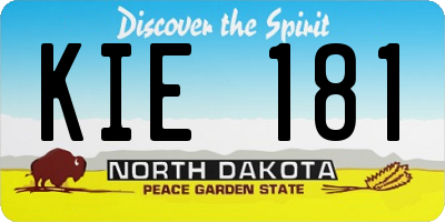 ND license plate KIE181