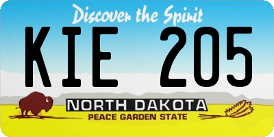 ND license plate KIE205