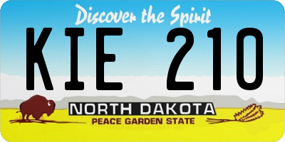 ND license plate KIE210