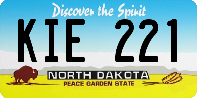 ND license plate KIE221