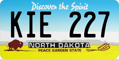 ND license plate KIE227