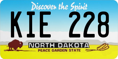 ND license plate KIE228