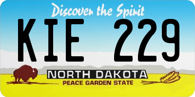 ND license plate KIE229