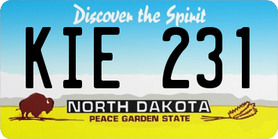 ND license plate KIE231