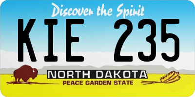 ND license plate KIE235