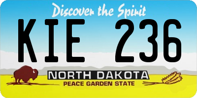 ND license plate KIE236