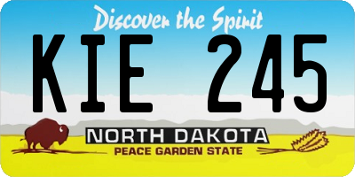 ND license plate KIE245