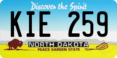 ND license plate KIE259