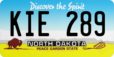 ND license plate KIE289