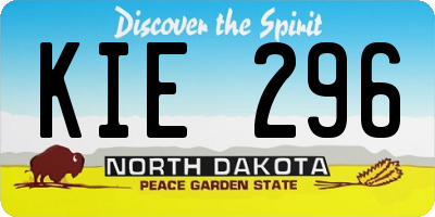 ND license plate KIE296