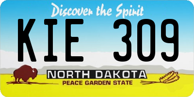 ND license plate KIE309