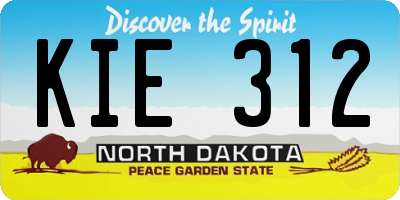ND license plate KIE312