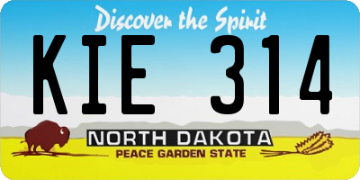 ND license plate KIE314