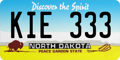 ND license plate KIE333