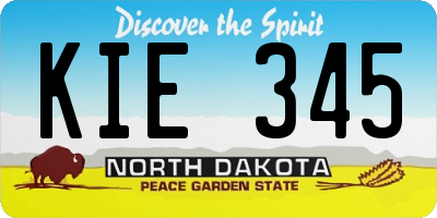 ND license plate KIE345