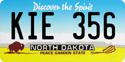 ND license plate KIE356