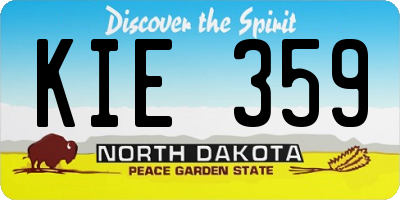 ND license plate KIE359