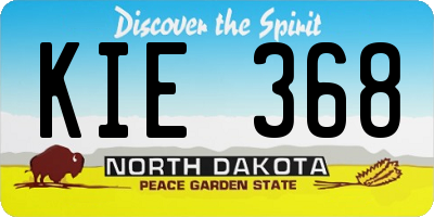 ND license plate KIE368