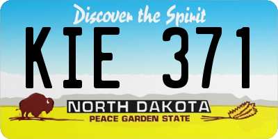ND license plate KIE371