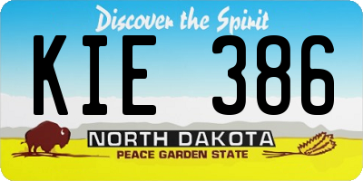 ND license plate KIE386