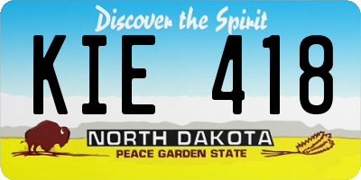 ND license plate KIE418