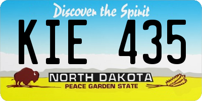 ND license plate KIE435